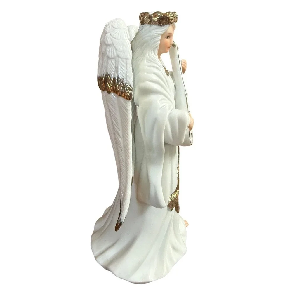 Vintage Traditions Porcelain Angel Figurine - Boxed Gold Accent Mandolin Decor